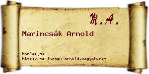 Marincsák Arnold névjegykártya